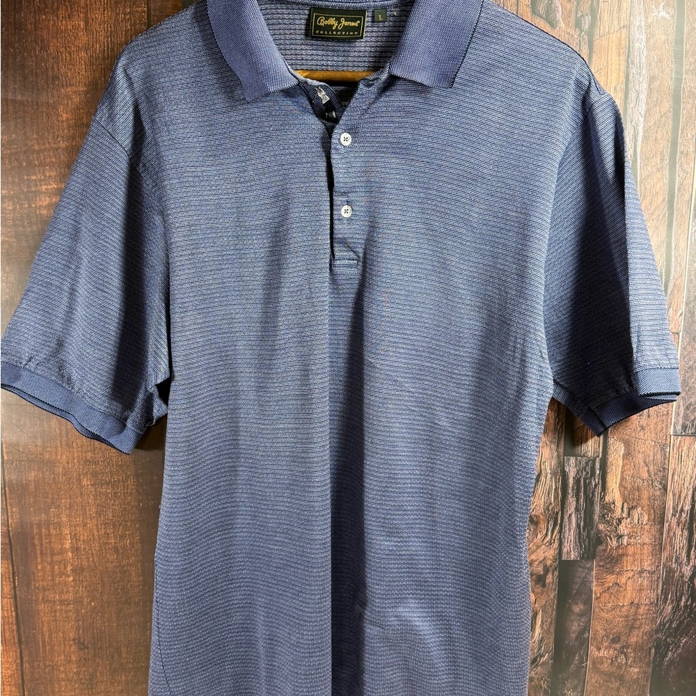 Bobby Jones Collection Golf Polo Sz L Italy Dark Blue Knit Shirt